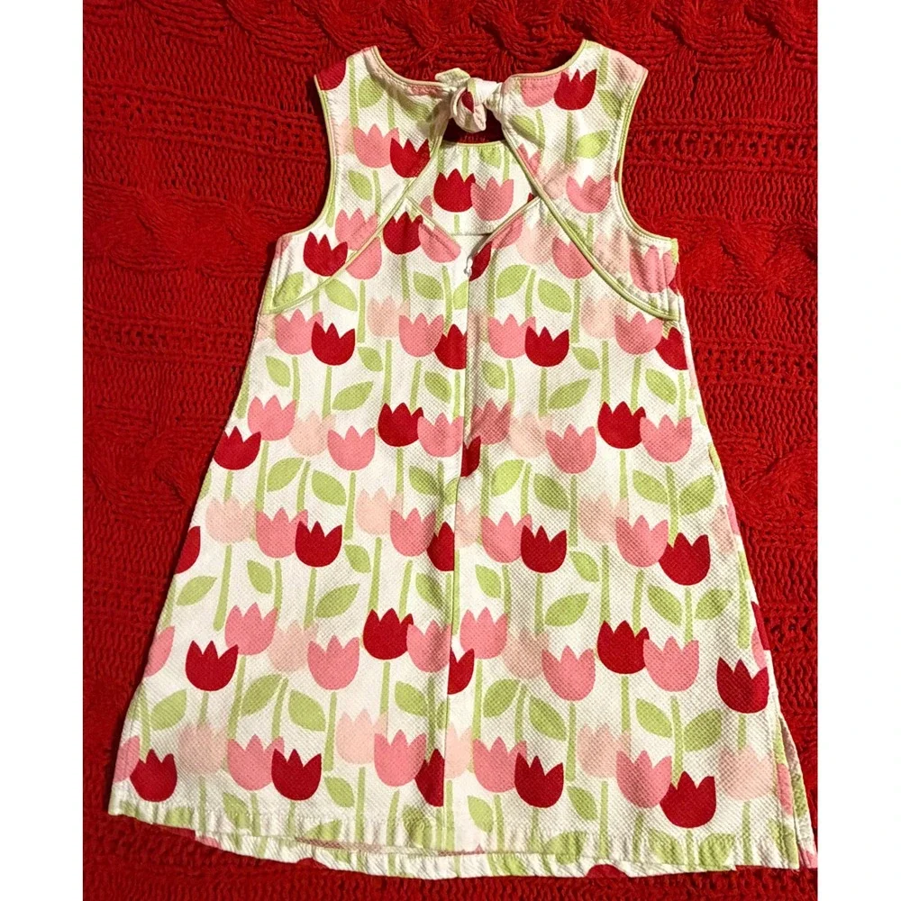 Gymboree Girls Vintage 2003 Tulip Floral Pique Dress Pink Red White Size 5
